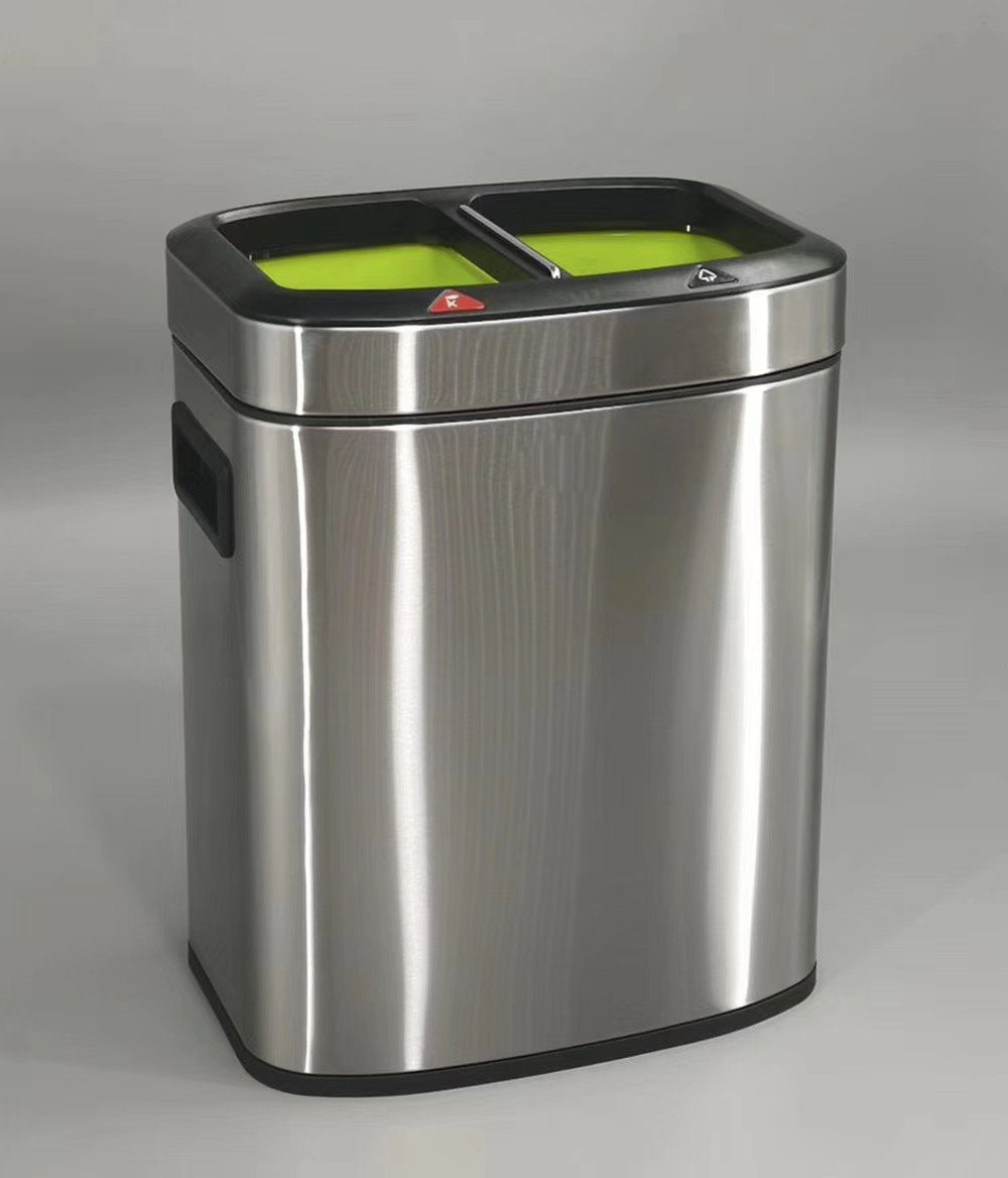 Прямоугольный мусорный бак 2 в 1 объемом 12 литров с открытым верхом (KL-8312)